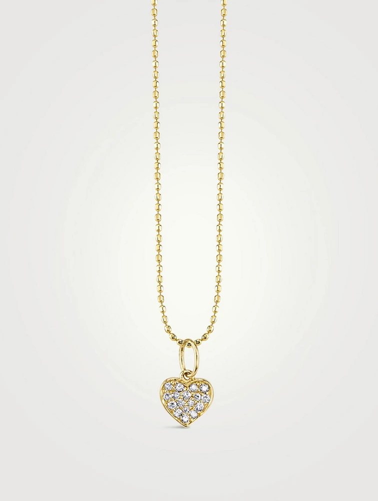 14K Gold Playing Card Diamond Heart Charm Necklace