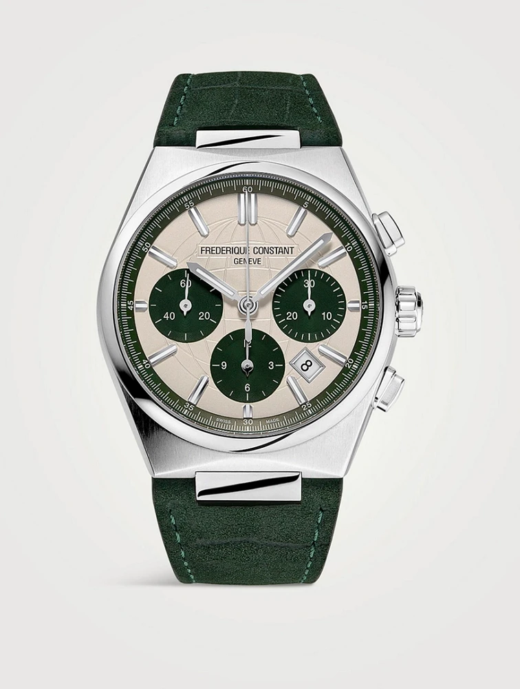 Highlife Automatic Stainless Steel Croc-Embossed Leather Strap Watch