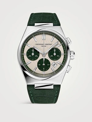 Highlife Automatic Stainless Steel Croc-Embossed Leather Strap Watch