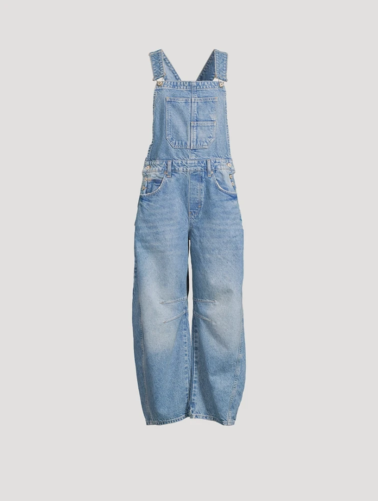 Good Luck Barrel-Leg Denim Overalls