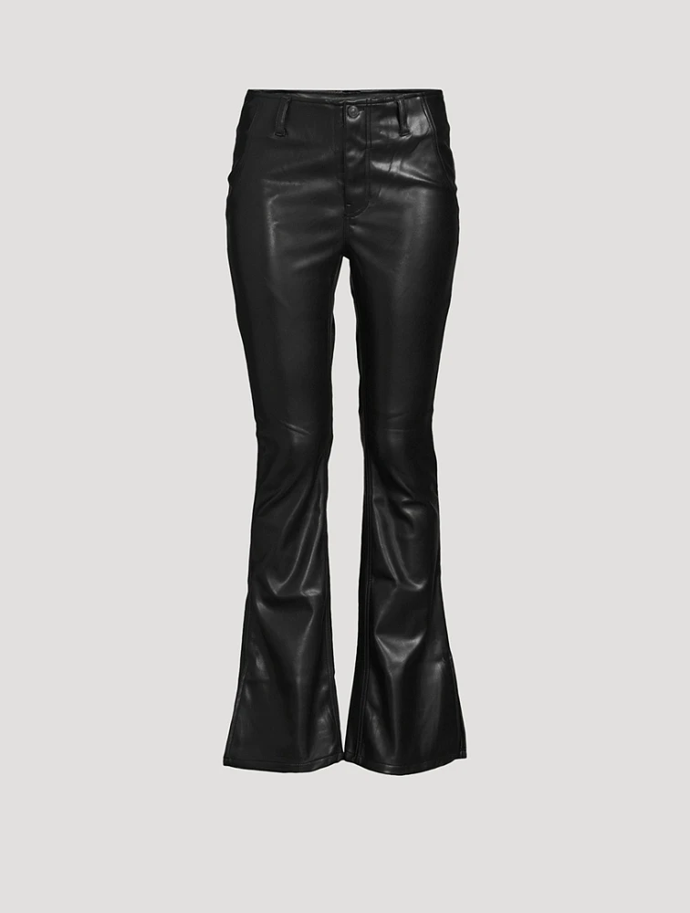 Level Up Vegan Leather Flare Trousers