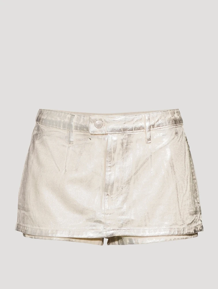 Gallivanting Metallic Denim Skort