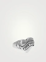 Silver Tattoo F You Heart Ring