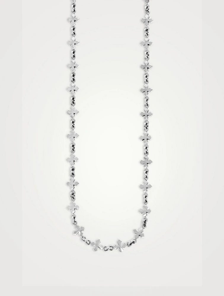 Silver MB Cross Chain Necklace
