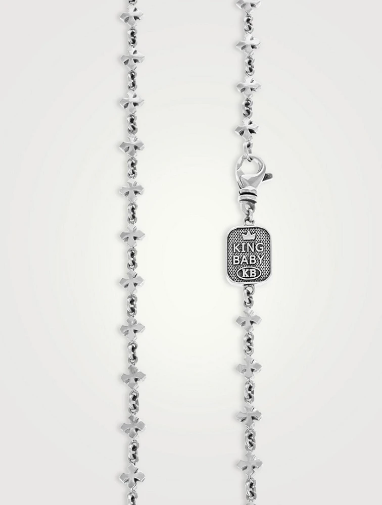 Silver MB Cross Chain Necklace