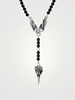 Silver Black Onyx Rosary Necklace