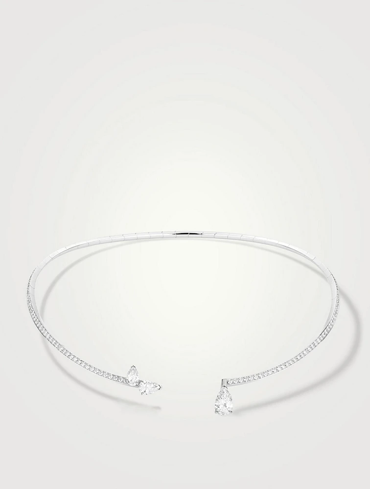 Serti Sur Vide 18K White Gold Diamond Necklace