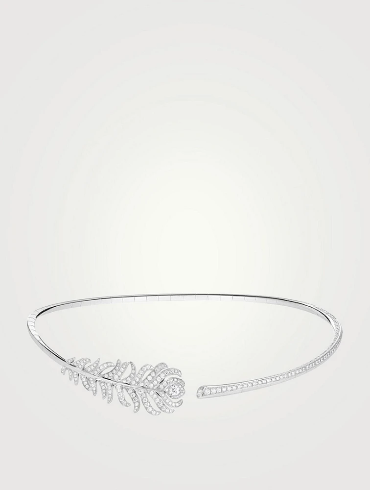 Plume De Paon White Gold Necklace With Diamonds