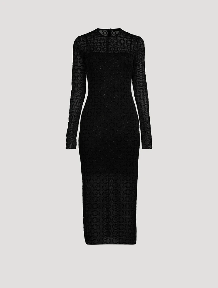 Shiny Monogram 72 Tulle Midi Dress