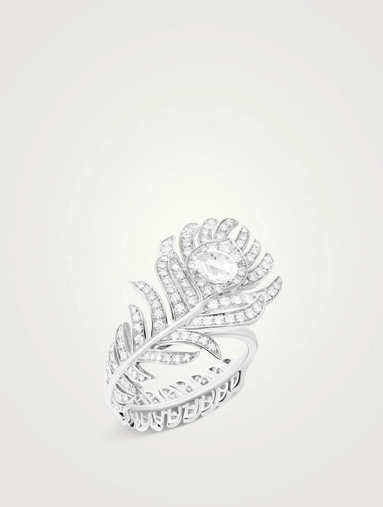 Plume De Paon White Gold Ring With Diamonds