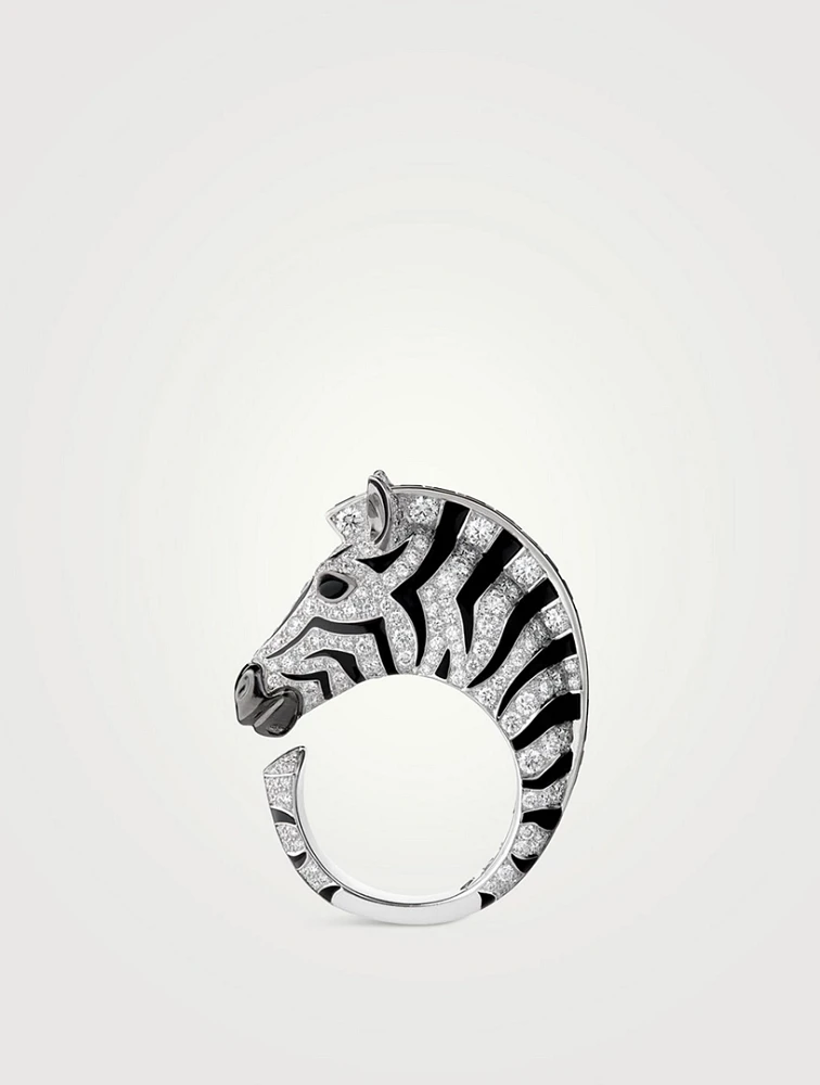 The Zebra White Gold Ring With Diamonds