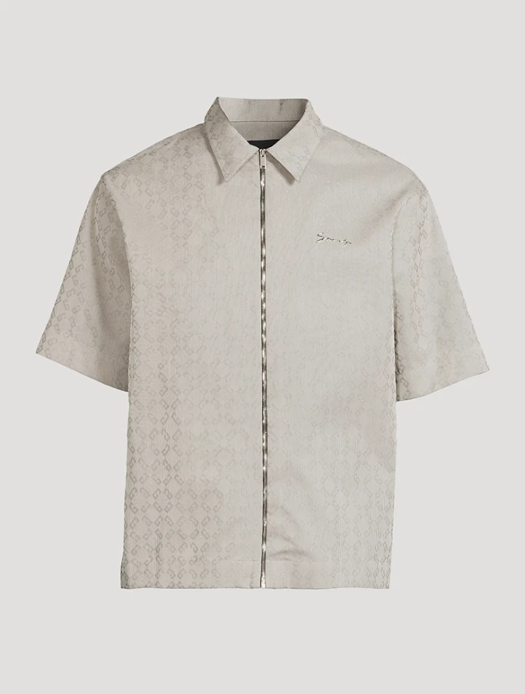 Monogram 72 Jacquard Zip-Front Shirt