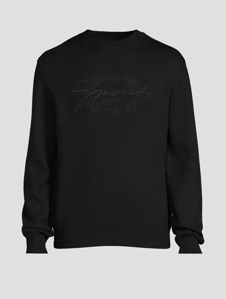 Logo Medallion Embroidered Wool Sweater