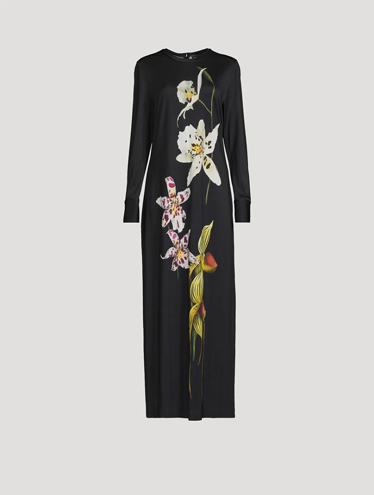 Jersey Maxi Dress Orchid Print