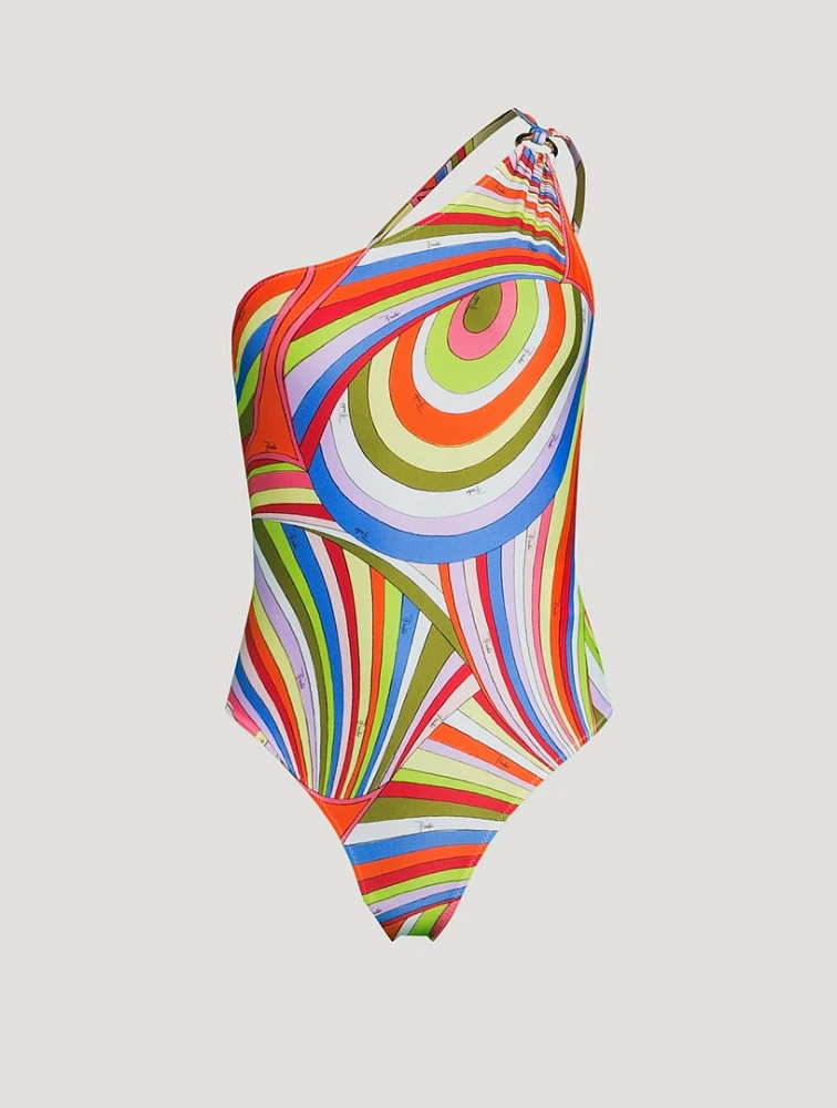 One-Piece Asymmetric Swimsuit Iride Print