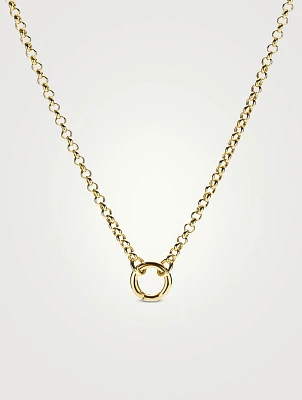14K Gold Rolo Chain Charm Necklace
