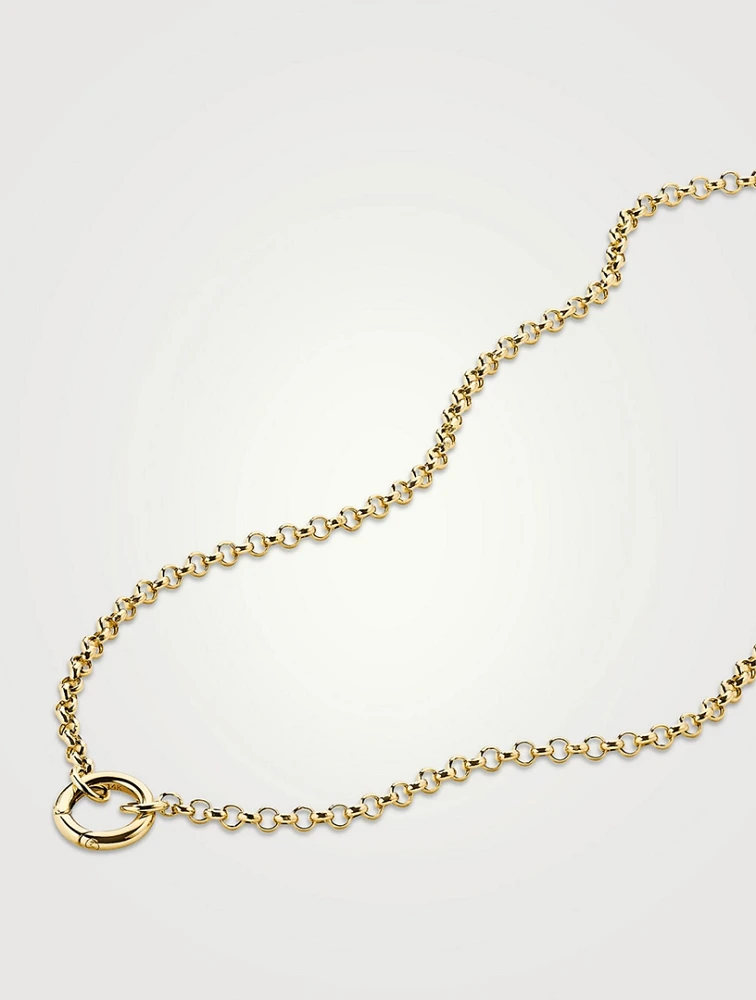 14K Gold Rolo Chain Charm Necklace