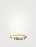 14K Gold Pavé Diamond Slim Signet Ring