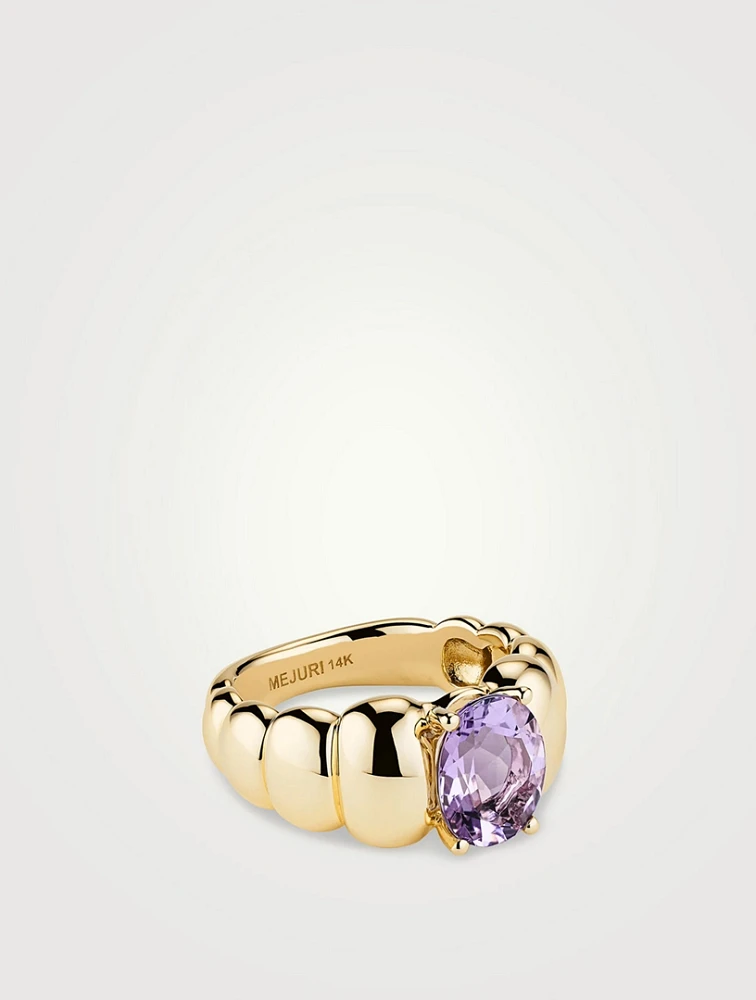 14K Gold Puffy Charlotte Gemstone Ring