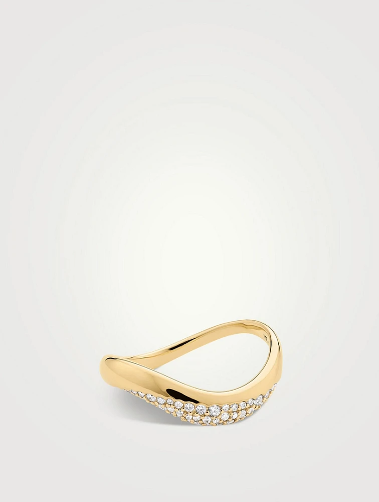 14K Gold Dôme Figure Diamond Dipped Ring