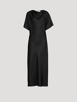 Draped Silk Maxi Dress