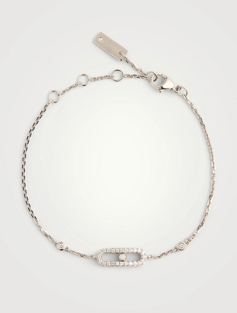 Move Uno 18K White Gold Pavé Bracelet With Diamonds