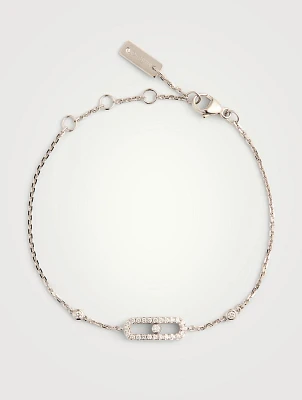 Move Uno 18K White Gold Pavé Bracelet With Diamonds