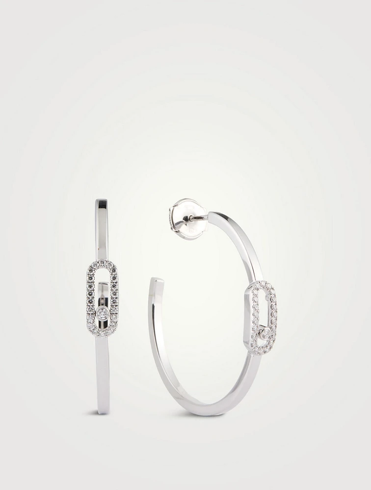 Small Move Uno 18K Gold Hoop Earrings With Diamonds