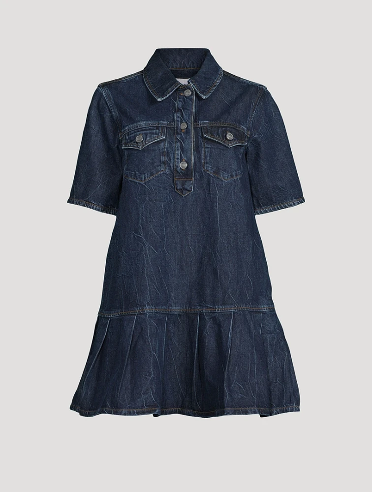 Dropped-Waist Denim Mini Dress