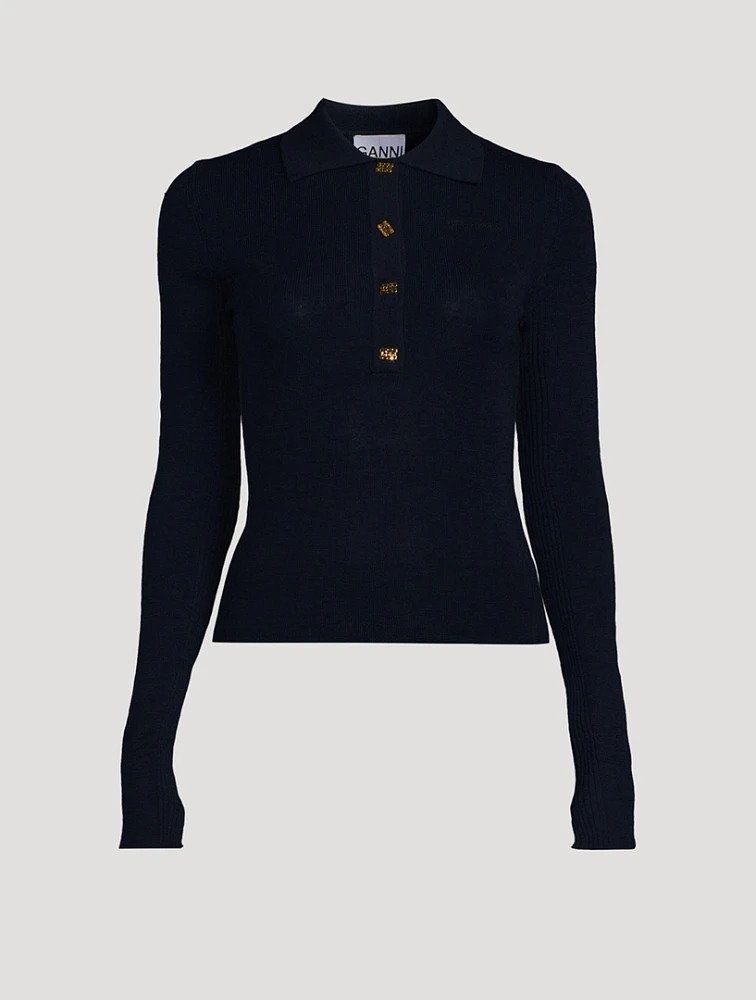 Merino Wool Polo Sweater
