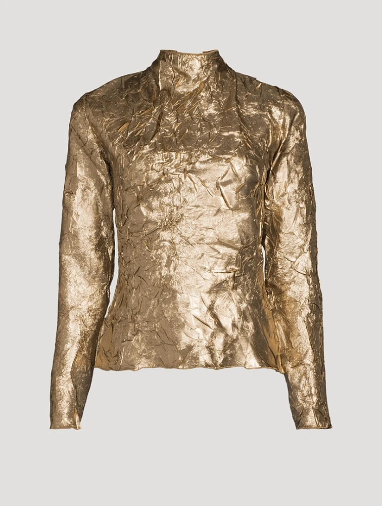 Crinkled Metallic Blouse