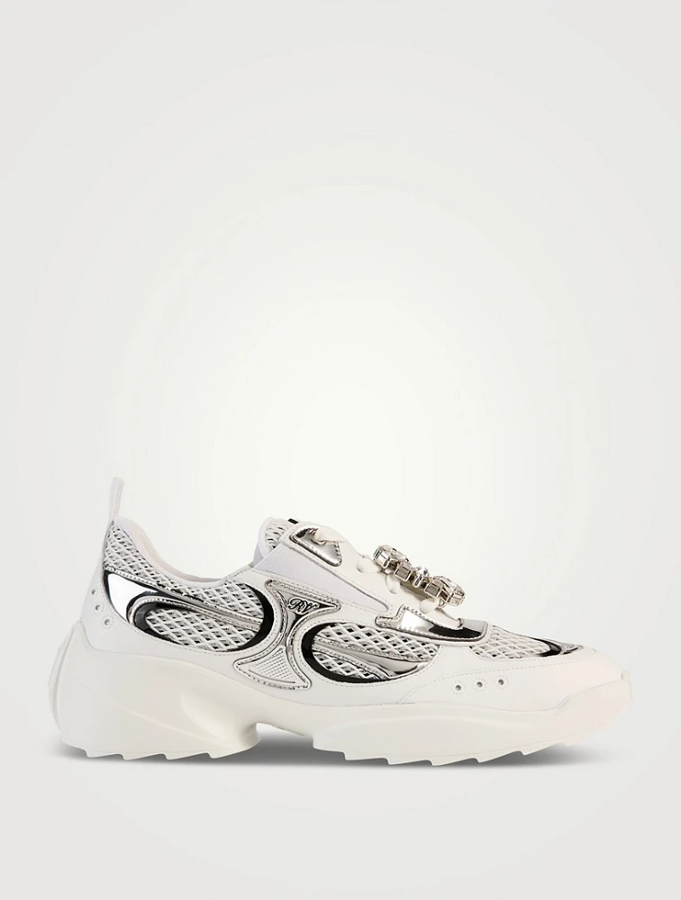 Viv' On The Run Leather And Mesh Sneakers