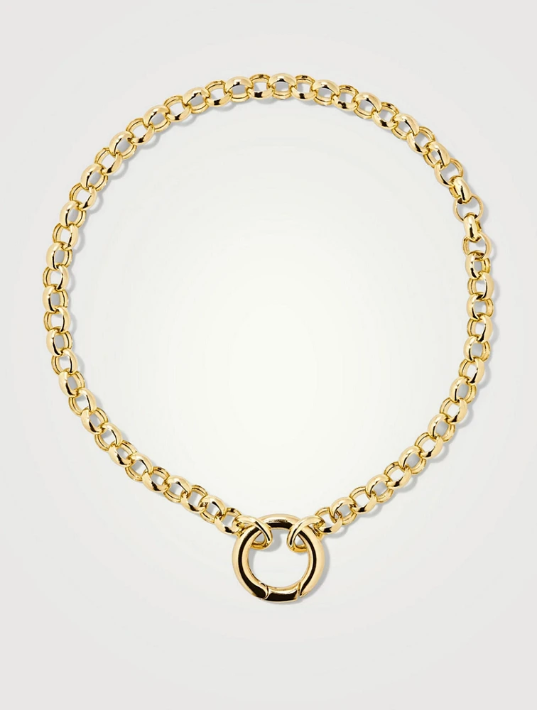 14K Gold Rolo Chain Charm Bracelet
