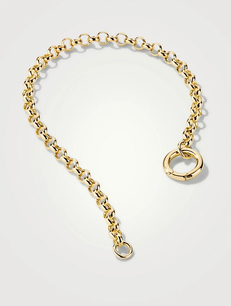 14K Gold Rolo Chain Charm Bracelet
