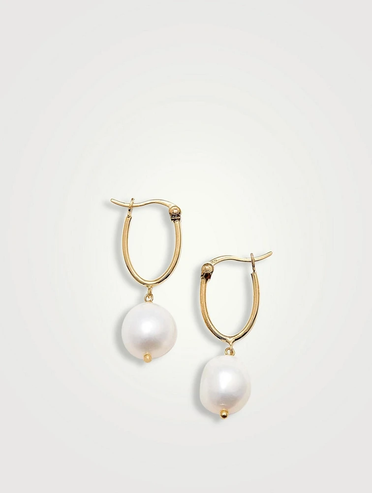 Organic Pearl Hoop Earrings