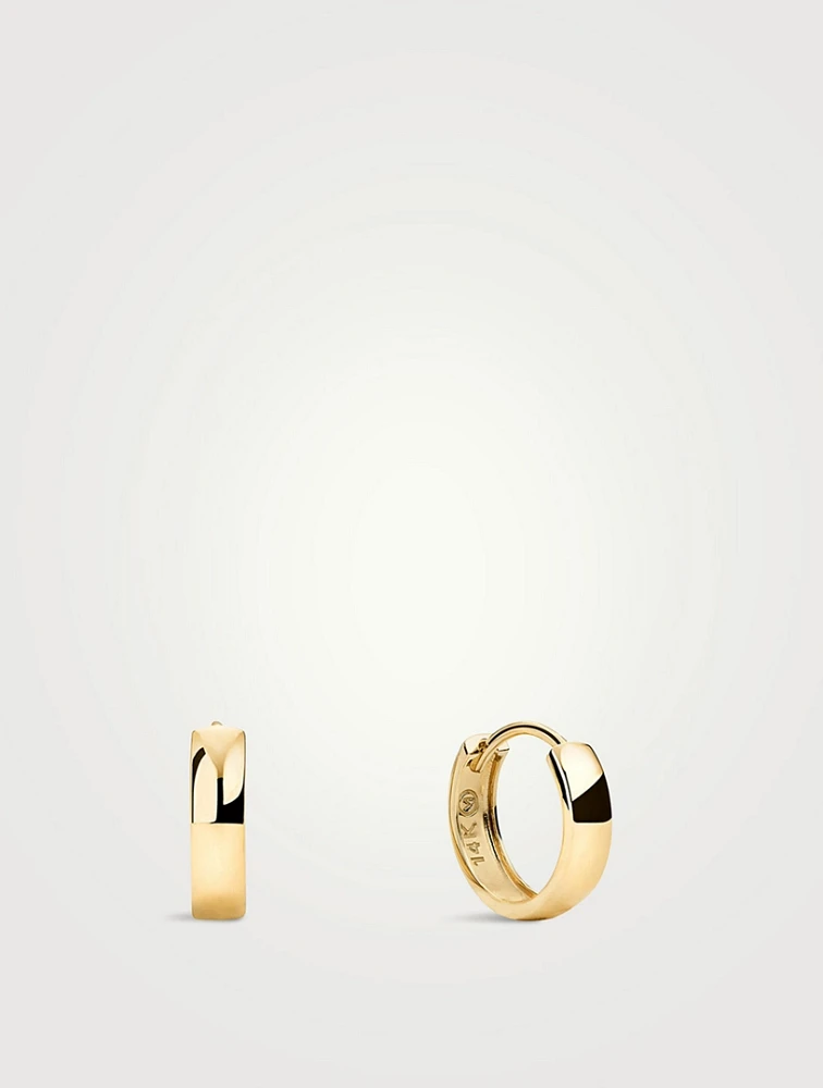 14K Gold Bold Huggie Hoop Earrings