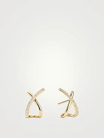 14K Gold Pavé Diamond Oversized X Stud Earrings