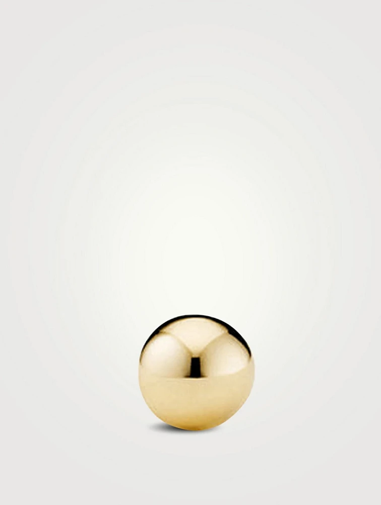 14K Gold Mini Sphere Flat Back Stud Earring
