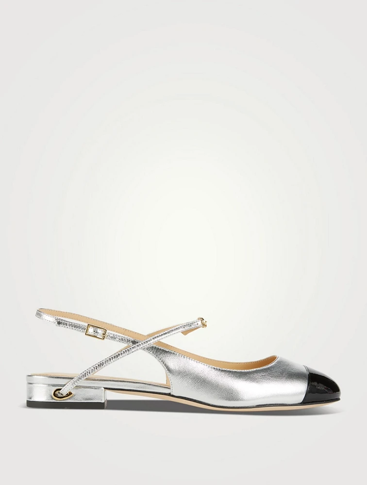 Mattia Metallic Leather Slingback Flats