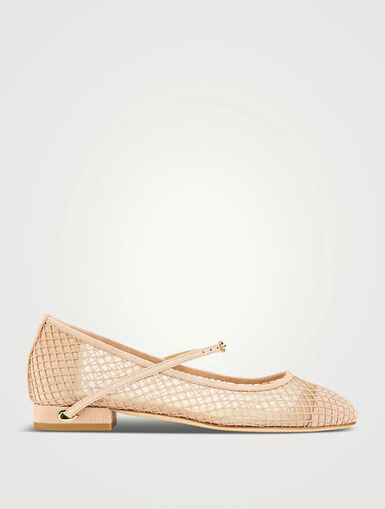 Paolo Mesh And Suede Ballet Flats