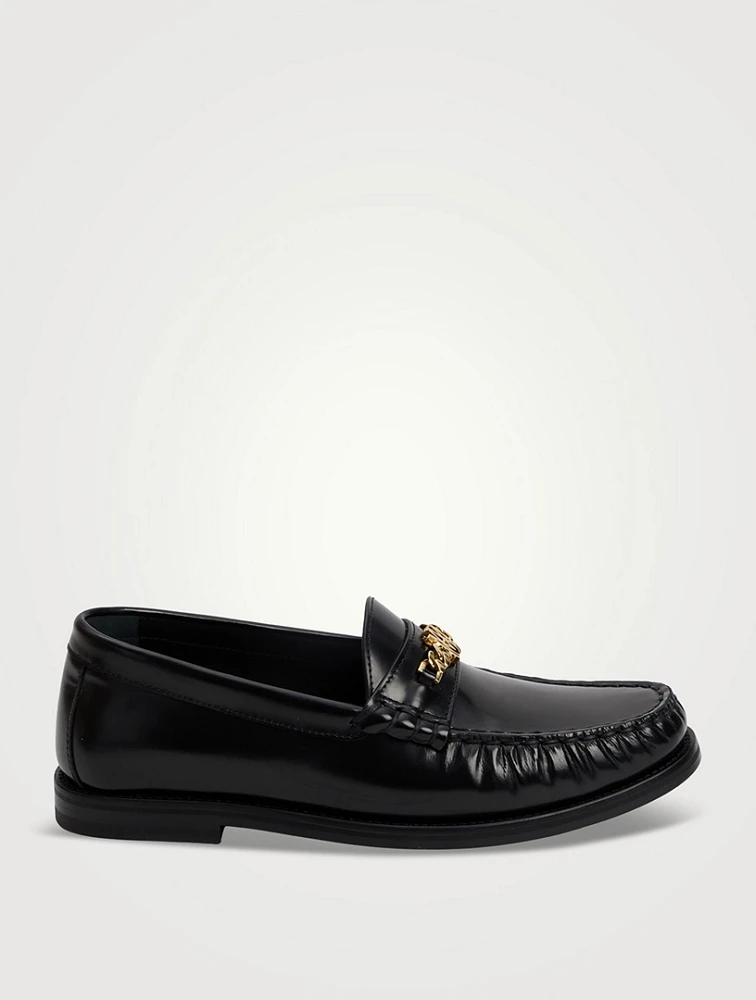MA Chain Leather Loafers