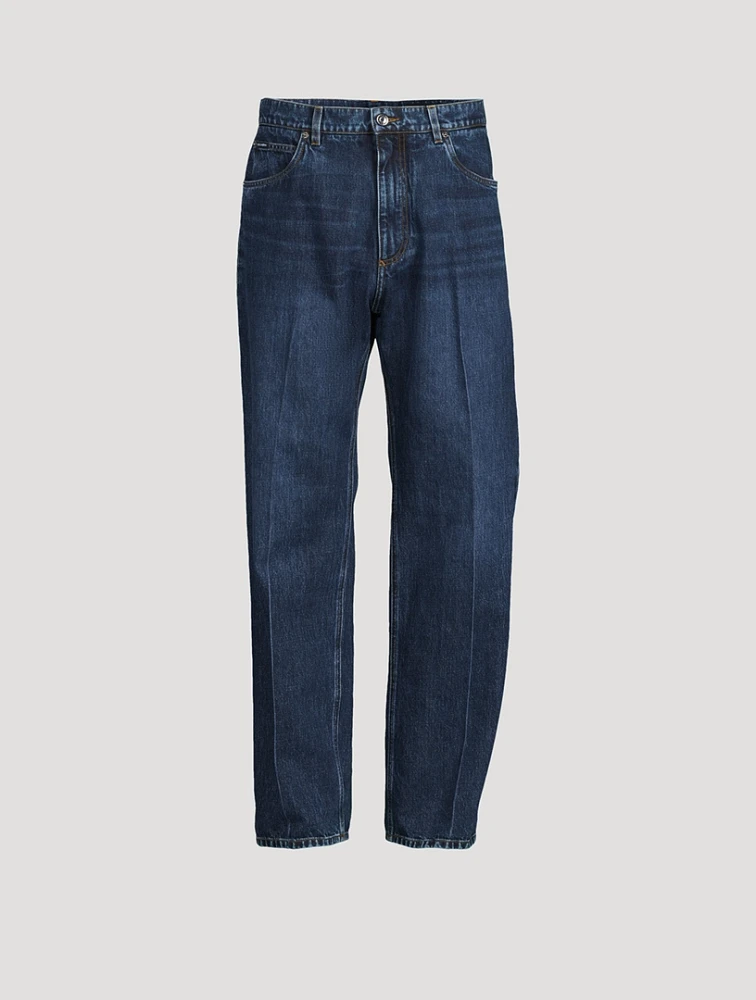 Embroidered Logo Wide-Leg Jeans