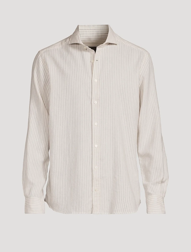 Lano Cotton And Wool Shirt Stripe Print