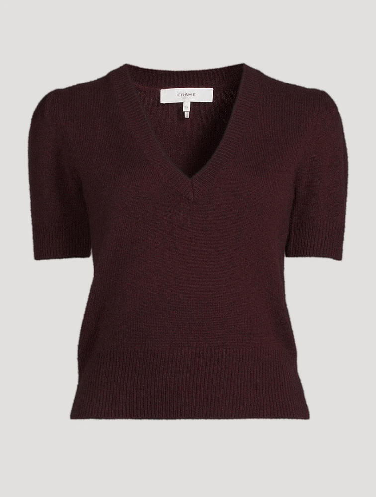 Ruched-Sleeve Cashmere Sweater