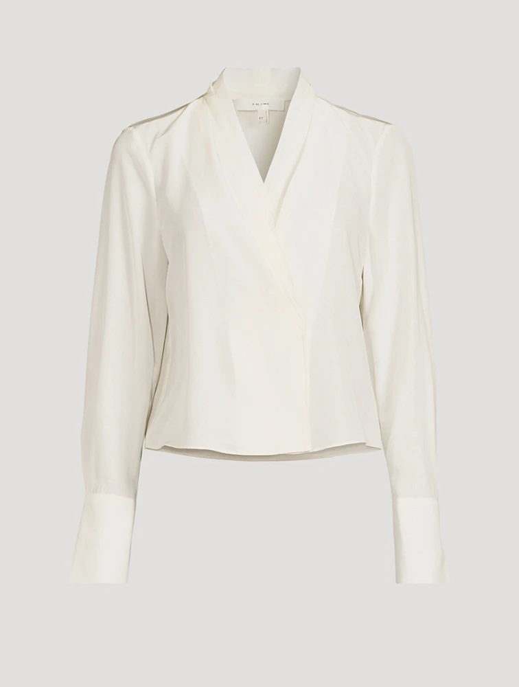 Wrap-Front Silk Blouse