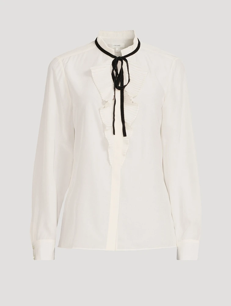 Ruffle-Trimmed Silk Shirt