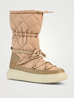 Gravita Quilted Nylon And Leather Puffer Boots
