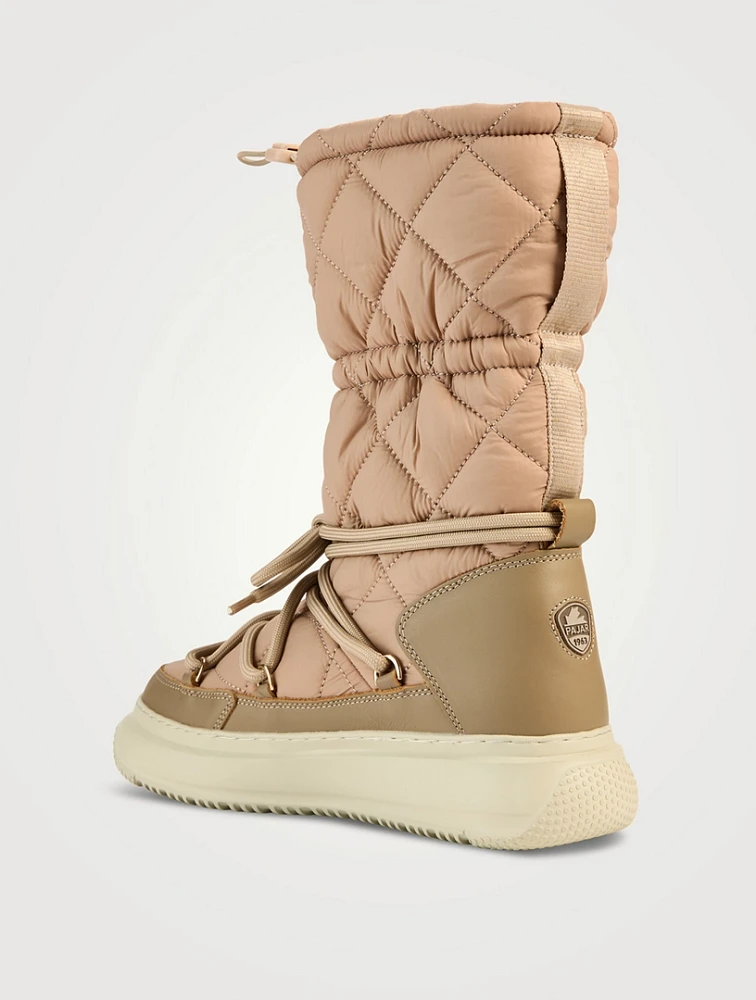 Gravita Quilted Nylon And Leather Puffer Boots