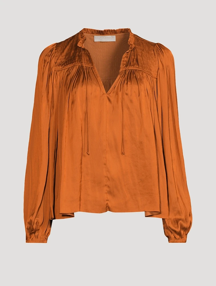 Freja Plissé Satin Blouse