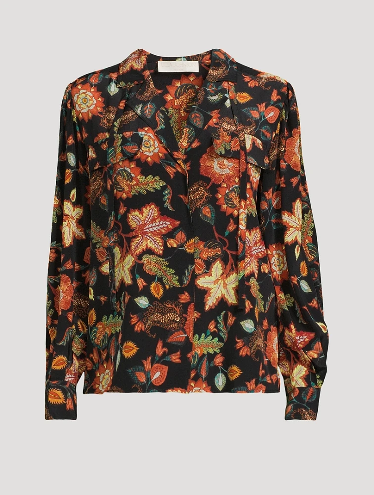 Florian Silk Shirt Floral Print